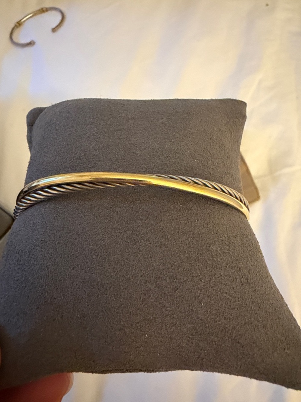 David Yurman Two-Tone Cable Bracelet in Gold and Silver - Picture 3 of 8